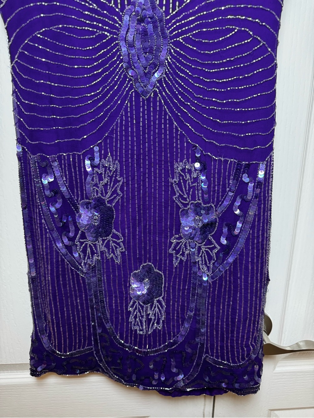 Scala Vintage Purple Sequin SilkBeaded Art Deco Flapper Mini Dress - Picture 5 of 10